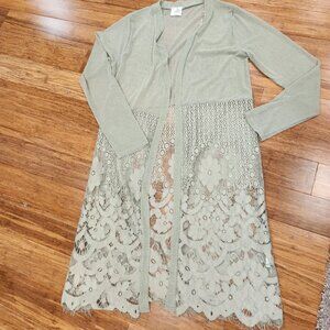 Siren Lily Maternity Kimono Cardigan WOMAN'S Sheer Lace Crochet